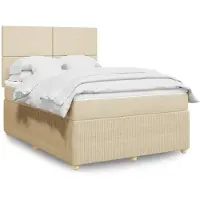 vidaXL Lit boxspring avec matelas Crème 140x190 cm Tissu
