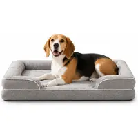 Belviona Lit pour chien en mousse à mémoire de forme orthopédique, soulageant les articulations & hydrofuge avec housse amovible, 97x71x17 cm