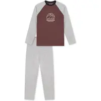 Schiesser Pyjama ' Nightwear ' brun foncé / gris chiné