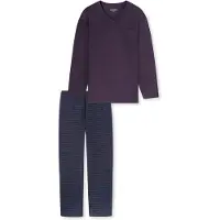 Schiesser Pyjama long ' Comfort Essentials ' bleu nuit / aubergine
