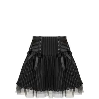 Hell Bunny Jupe courte Rockabilly de - QUINZEL C Pinstripe SKIRT - XS - XXL - pour Femme - noir/blanc - Taille L