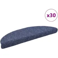 vidaXL Tapis d'escalier autocollants 30 pièces 56 x 17 x 3 cm Bleu Demi-rond