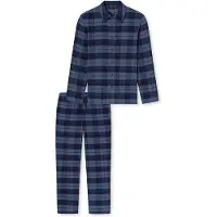 Schiesser Pyjama long ' Selected Premium Warming ' bleu denim / noir