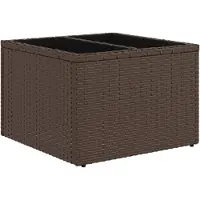 vidaXL Table de jardin avec plateau en verre brun 55x55x37 cm Poly rotin