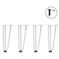 vidaXL Pieds en épingle à cheveux pour table basse 4 pcs. Blanc 30 cm en acier massif