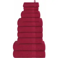 vidaXL Ensemble de serviettes 12 pcs bordeaux 360 g/m² 100% coton