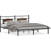 vidaXL Cadre de lit sans matelas chêne fumé 183x203 cm bois composite
