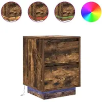 vidaXL Tables de chevet avec lumières LED 2pcs chêne fumé 38x34x50 cm