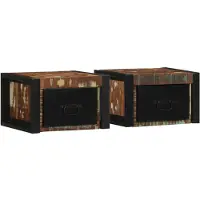 vidaXL Tables de chevet 2 pcs multicolore 40x35x25cm bois récupération