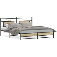 vidaXL Lit métallique sans matelas Chêne Sonoma 180x200 cm