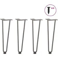 vidaXL Pieds en épingle à cheveux pour table basse 4 pcs. Acier naturel 42 cm massif