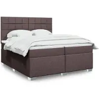 vidaXL Lit boxspring avec matelas brun foncé 200x200 cm Tissu