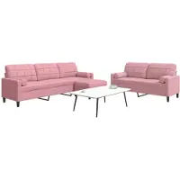 vidaXL Ensemble de canapés 3 pièces avec coussins et traversins Rose velours