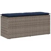 vidaXL Banc de jardin avec coussins Gris 110x40x44 cm Poly rotin