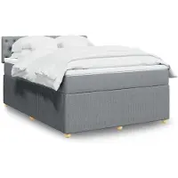 vidaXL Lit boxspring avec matelas gris clair 140x200 cm Tissu
