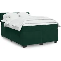 vidaXL Lit boxspring avec matelas vert foncé 160x200 cm velours