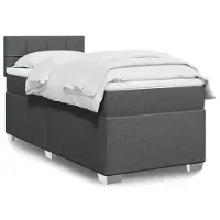 vidaXL Lit boxspring avec matelas gris foncé 80x200 cm Tissu