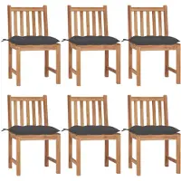 vidaXL Chaises de jardin 6 pcs. avec coussins teck massif