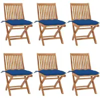 vidaXL Chaises de jardin pliantes avec coussins 6 pcs. Bois massif teck