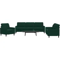 vidaXL Ensemble de canapés 3 pièces avec coussins vert foncé velours