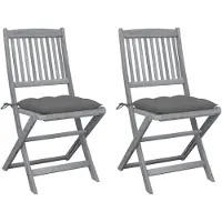 vidaXL Chaises de jardin pliantes 2 pcs. avec coussin en bois massif d'acacia
