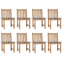 vidaXL Chaises de jardin 8 pcs. avec coussins teck massif