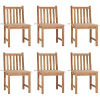 vidaXL Chaises de jardin 6 pcs. avec coussins teck massif