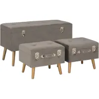 vidaXL Tabourets de rangement lot de 3 Gris Velours