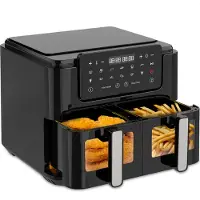 Strex Airfryer XXL - 10L - 2500W - Friteuse à air chaud - Double Airfryer - 50ºC à 200ºC - 10 programmes de cuisson - Noir