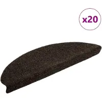 vidaXL Tapis d'escalier autocollants 20 pièces 65 x 21 x 4 cm Marron foncé Demi-rond Grand
