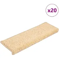 vidaXL Tapis d'escalier 20 pièces 65 x 21 x 4 cm Crème Bord rectangulaire
