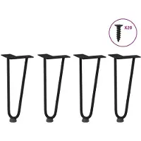 vidaXL Pieds en épingle à cheveux pour table basse 4 pcs. noir 30 cm acier massif