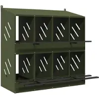 vidaXL Nichoir pour poules avec 8 compartiments Vert olive Métal