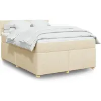 vidaXL Lit boxspring avec matelas Crème 160x200 cm Tissu