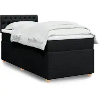 vidaXL Lit boxspring avec matelas noir 80x200 cm tissu