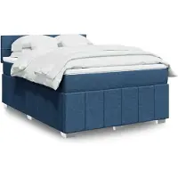 vidaXL Lit boxspring avec matelas bleu 140x200 cm Tissu