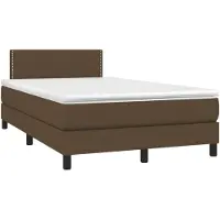 vidaXL Lit boxspring avec matelas brun foncé 120x190 cm Tissu