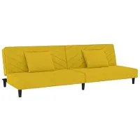 vidaXL Canapé-lit à 2 places avec deux oreillers Jaune Velours