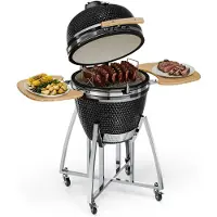Klarstein Kingsize Kamado Grill (barbecue en céramique, très large set d'accessoires : pierre à pizza, pierre déflecteur, 2 étages grill, rack pour les côtes de porc, etc.)