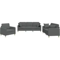 vidaXL Ensemble de canapés 3 pièces avec coussins Tissu gris foncé