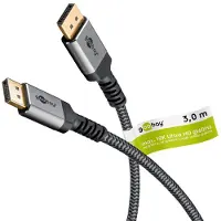 Goobay DisplayPort - DisplayPort (3 m), Câble vidéo, Noir, Gris