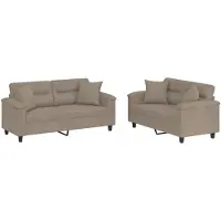 vidaXL Ensemble de canapés 2 pièces avec coussins Taupe microfibre tissée