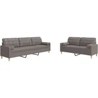 vidaXL Ensemble de canapés 2 pièces avec coussins décoratifs Tissu Taupe