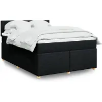 vidaXL Lit boxspring avec matelas noir 140x190 cm Tissu