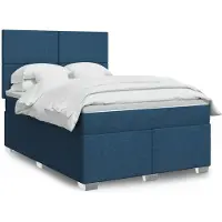 vidaXL Lit boxspring avec matelas bleu 140x190 cm Tissu