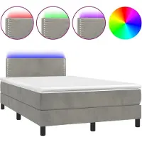 vidaXL Lit boxspring avec matelas & LED gris clair 120x200 cm velours