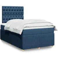 vidaXL Lit boxspring avec matelas bleu 120x200 cm Tissu