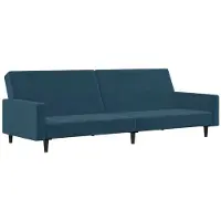 vidaXL Canapé-lit à 2 places Bleu Velours