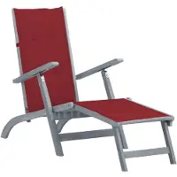 vidaXL Chaise longue avec repose-pieds et coussin, en bois massif d'acacia