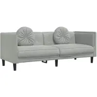 vidaXL Canapé 3 places avec coussins gris clair velours